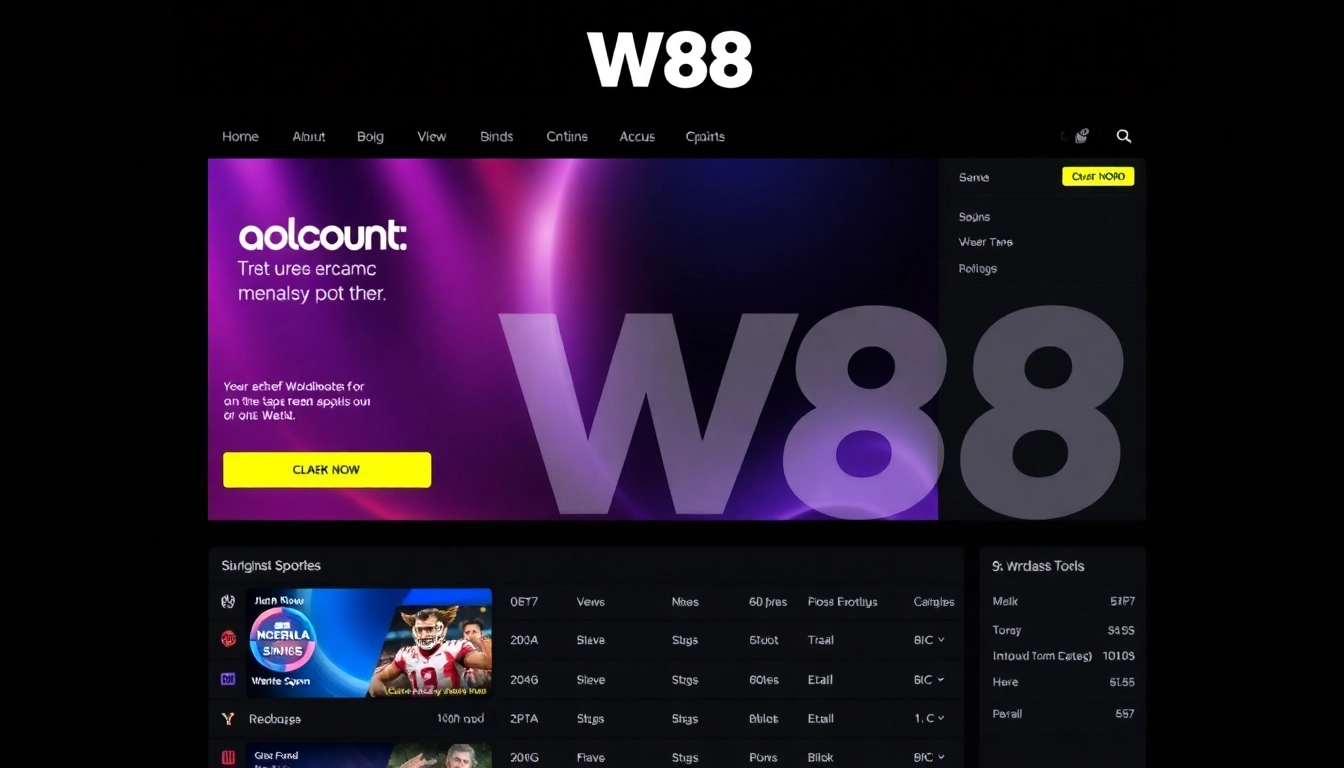 W88 online betting platform showcasing user-friendly interface and betting options for sports and casino games.