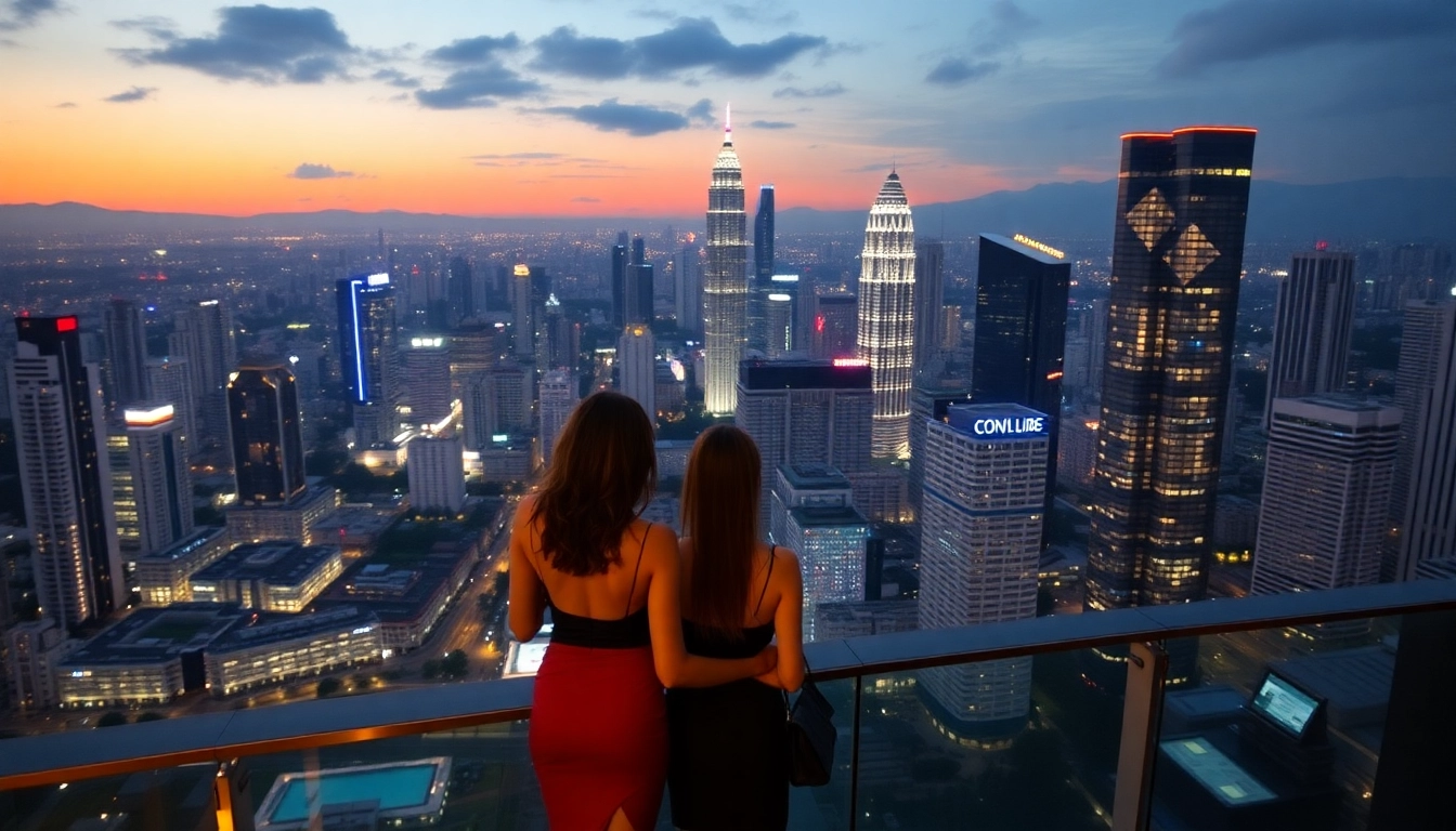 Professional KL ESCORT service in Kuala Lumpur showcasing elegant escort girls in stylish outfits, city backdrop, and upscale setting.
