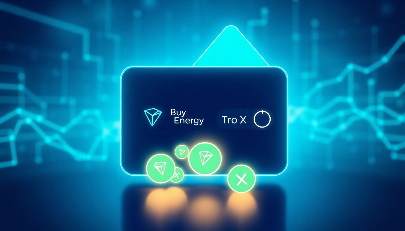 Buy energy tron with secure, fast transactions on a digital wallet interface showcasing TRX icons and blockchain elements for easy energy rental.