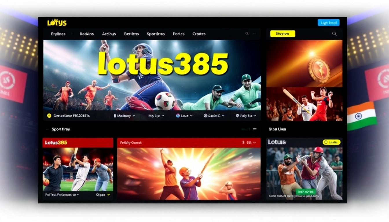 Lotus365 sportsbook platform with Indian sports betting action and vibrant interface for online gaming.