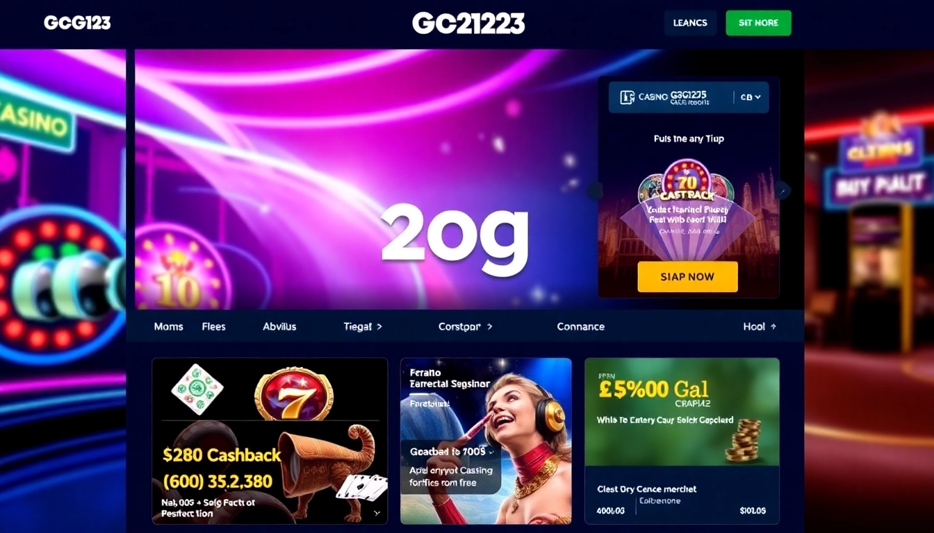 g2g123 online slot platform with vibrant reels and promotional banners, attracting gamblers with secure, fast gameplay.
