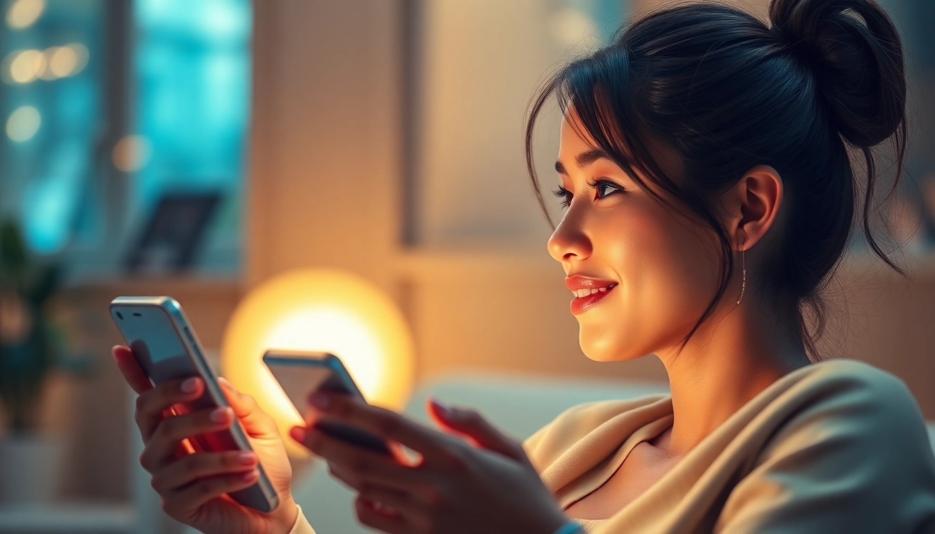 Illustration of a realistic AI girlfriend engaging in an unfiltered NSFW chat on a smartphone, emphasizing intimacy and emotional connection.