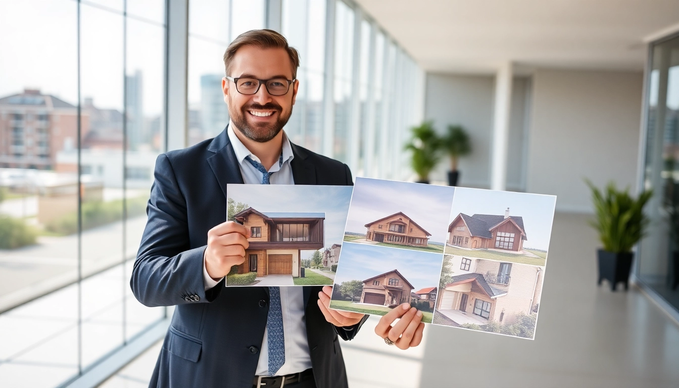 Professioneller Immobilienmakler Grevenbroich bei der Beratung vor einem Haus, vermittelt Kompetenz und Vertrauen für Immobilienverkäufe.