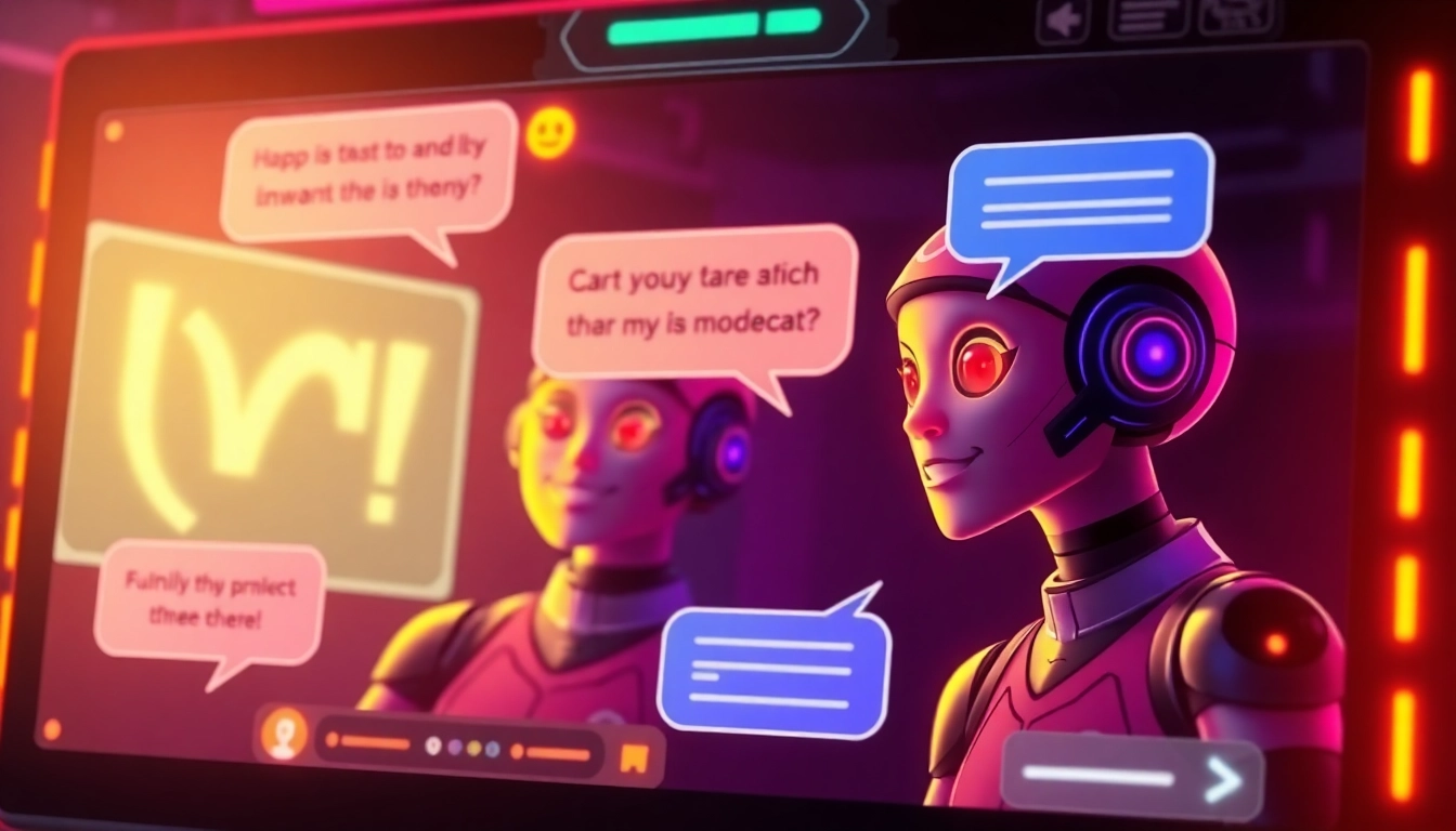Spicy AI Chat in action with colorful avatars engaging in immersive, uncensored conversations, highlighting realistic interactions and visual content for user enjoyment.
