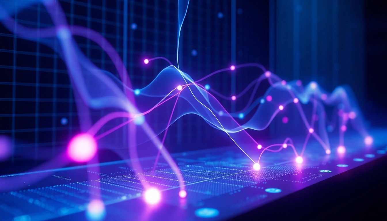 Futuristic holographic AI interface with glowing data streams and neon accents in a dark digital environment.