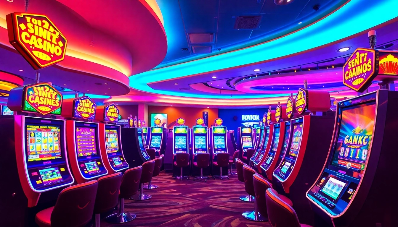 Vibrant casino siteleri scene with slot machines and players enjoying the gaming experience