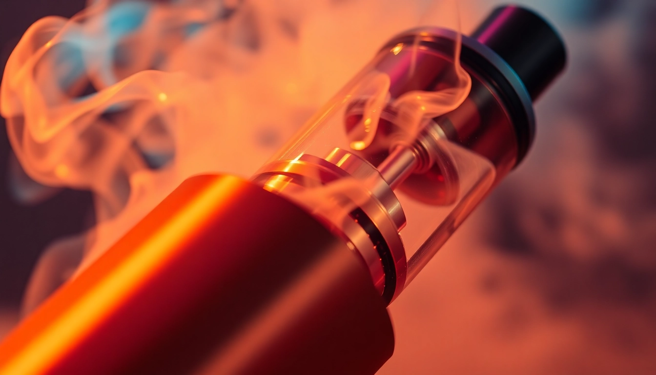 E-cigarette device emitting dense vapor, highlighting modern design and appeal for adult users