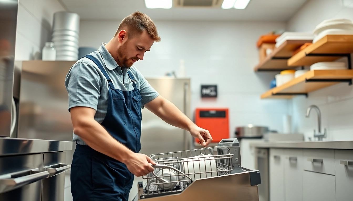 Professional team performing dishwasher repair Toronto in a sleek modern kitchen for quick and